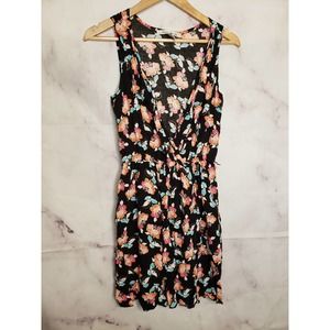 AMERICAN RAG CIE Black Floral Sleeveless Dress M